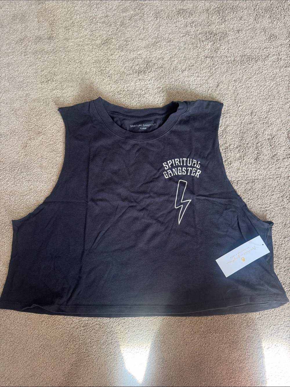 Spiritual Gangster Bolt Callie Crop Tank NWT